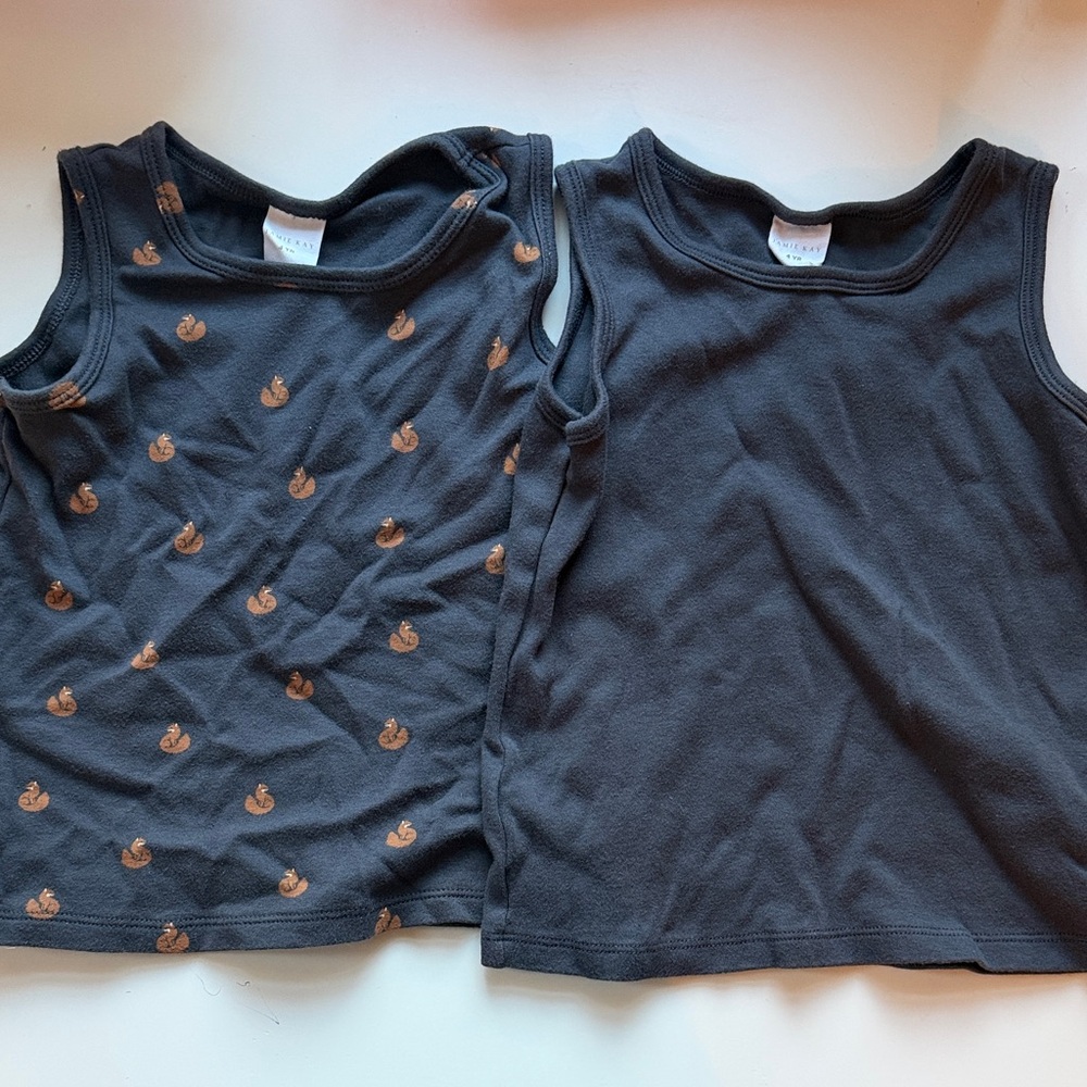 Jamie Kay Charcoal and Brown fox Print Tank Tops